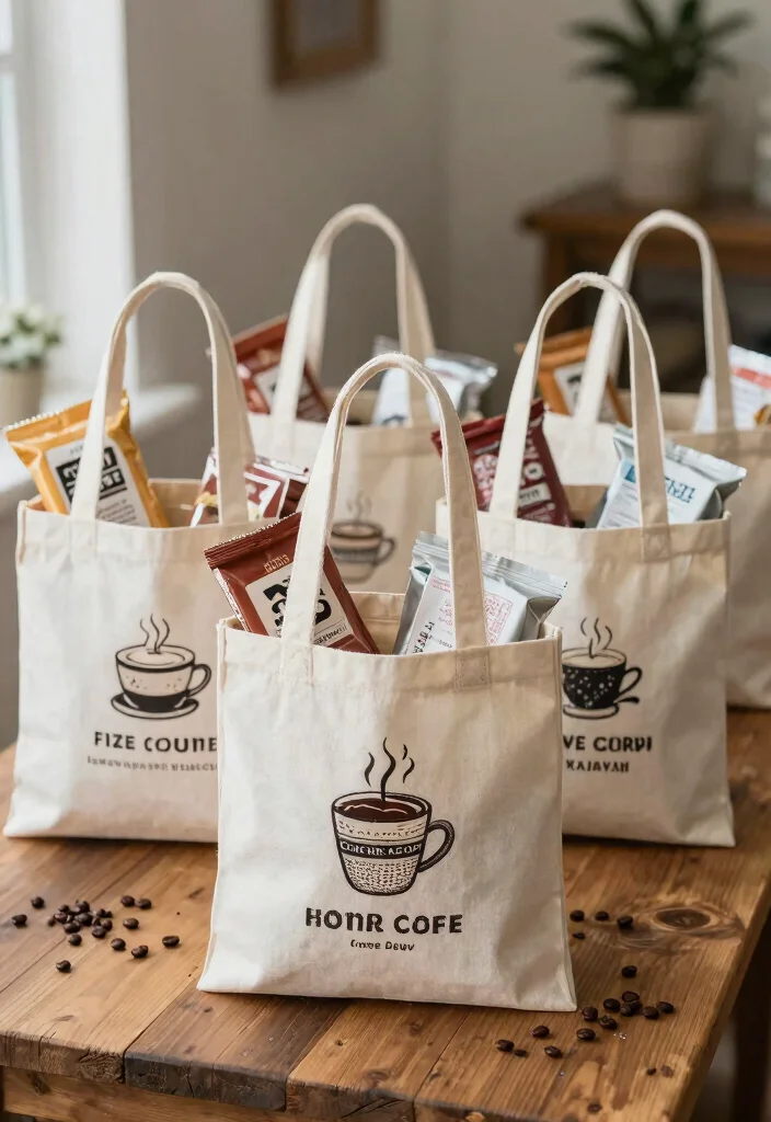 10 Coffee Wedding Favor Ideas for Coffee Loving Couples 10. Coffee Themed Tote Bags 0