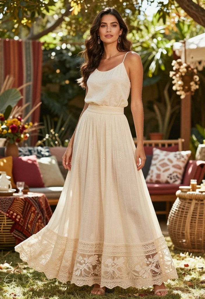 10 Dress Ideas for Engagement Parties That Work for Any Venue 4. Bohemian Maxi Skirt with Top 0