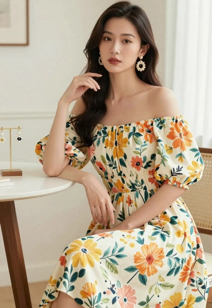 10 Dress Ideas for Engagement Party Guests That Feel Polished 8. The Stylish Off the Shoulder Dress 0