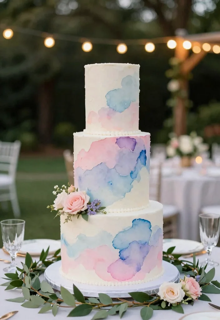 10 Eco Friendly Two Tier Wedding Cake Ideas for Intimate Celebrations 3. Whimsical Watercolor Tiers 0