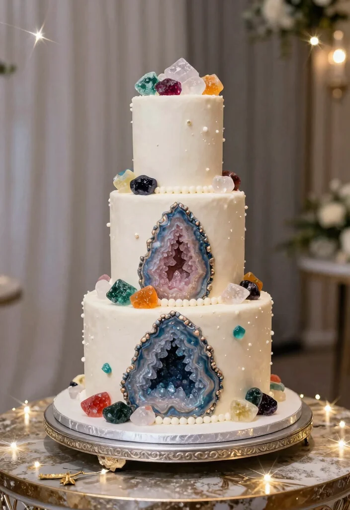 10 Eco Friendly Two Tier Wedding Cake Ideas for Intimate Celebrations 6. Glorious Geode Cake 0