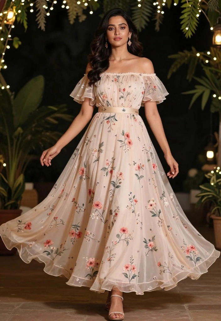 10 Engagement Party Dress Ideas for Guests That Feel Appropriate 8. Romantic Off the Shoulder Dress 0