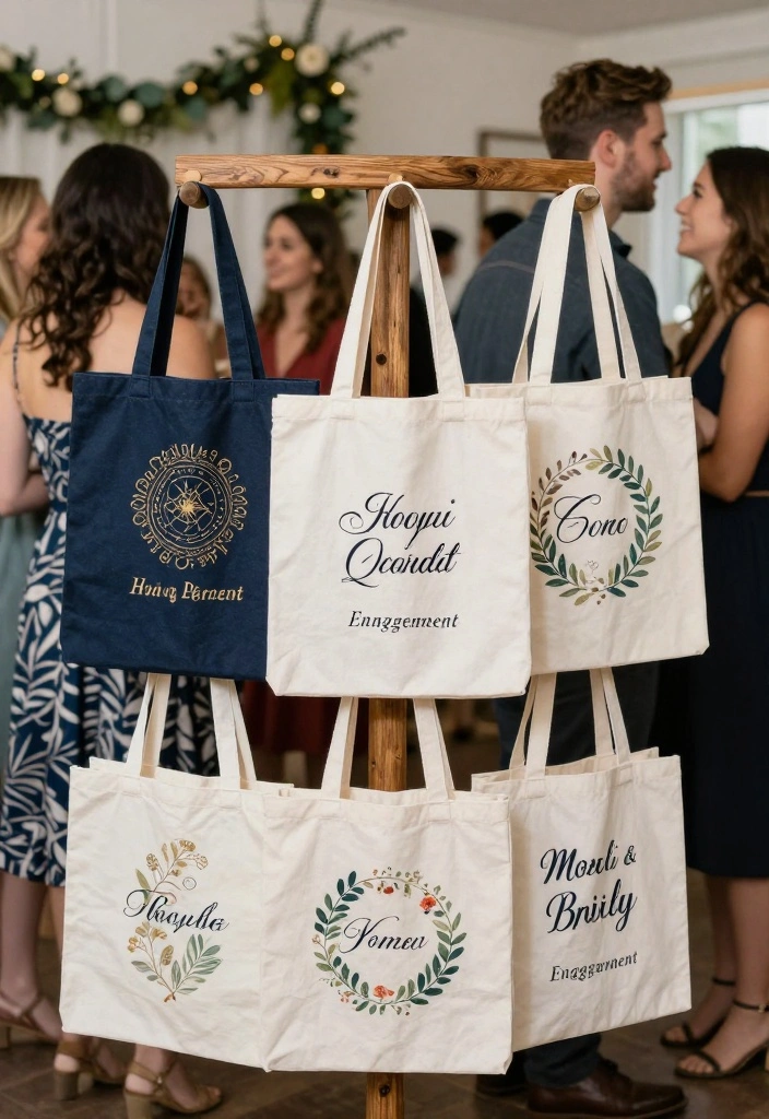 10 Engagement Party Favor Ideas Guests Will Actually Enjoy 5. Personalized Tote Bags 0
