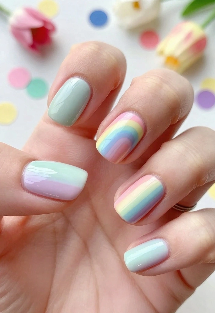 10 Engagement Party Nail Ideas That Feel Chic and Celebration Ready 36 10 Engagement Party Nail Ideas That Feel Chic and Celebration Ready 6. Pastel Rainbow 0