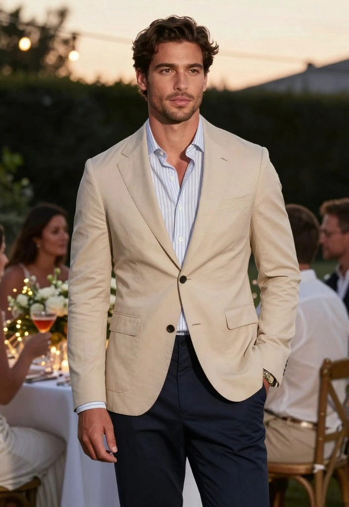 10 Engagement Party Outfit Ideas for Men That Look Put Together 2. Smart Casual Blazer and Chinos 0