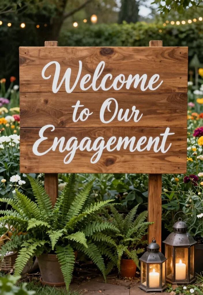 10 Engagement Party Sign Ideas That Welcome Guests in Style 1 10 Engagement Party Sign Ideas That Welcome Guests in Style 1. Rustic Wooden Welcome Sign 0