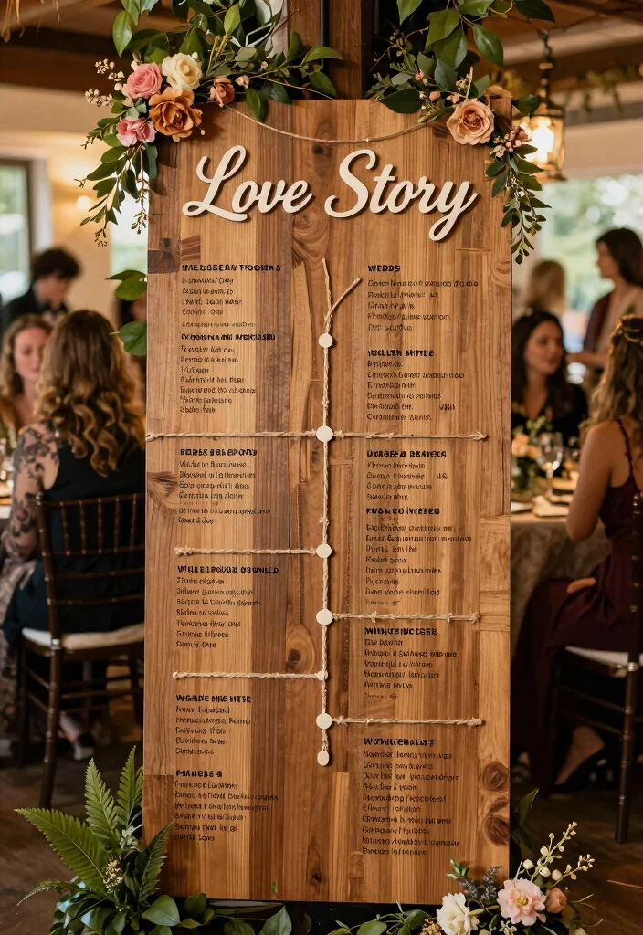 10 Engagement Party Sign Ideas That Welcome Guests in Style 49 10 Engagement Party Sign Ideas That Welcome Guests in Style 9. Love Story Timeline Sign 0