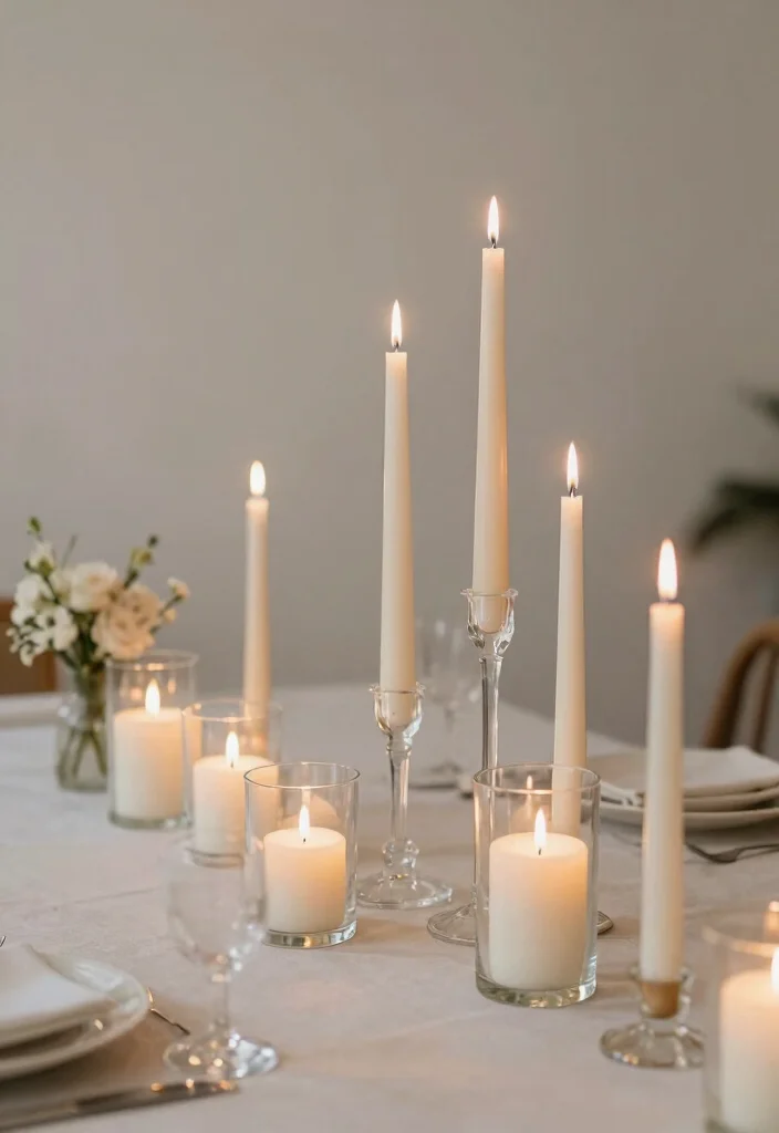 10 Engagement Party Table Styling Ideas That Look Clean and Simple 3 10 Engagement Party Table Styling Ideas That Look Clean and Simple 3. Minimalist Candle Displays 0