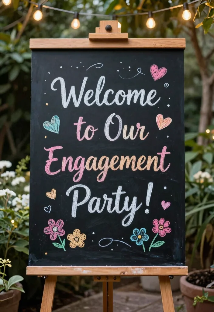 10 Engagement Party Welcome Sign Ideas That Feel Personal 4. Chalkboard Sign 0