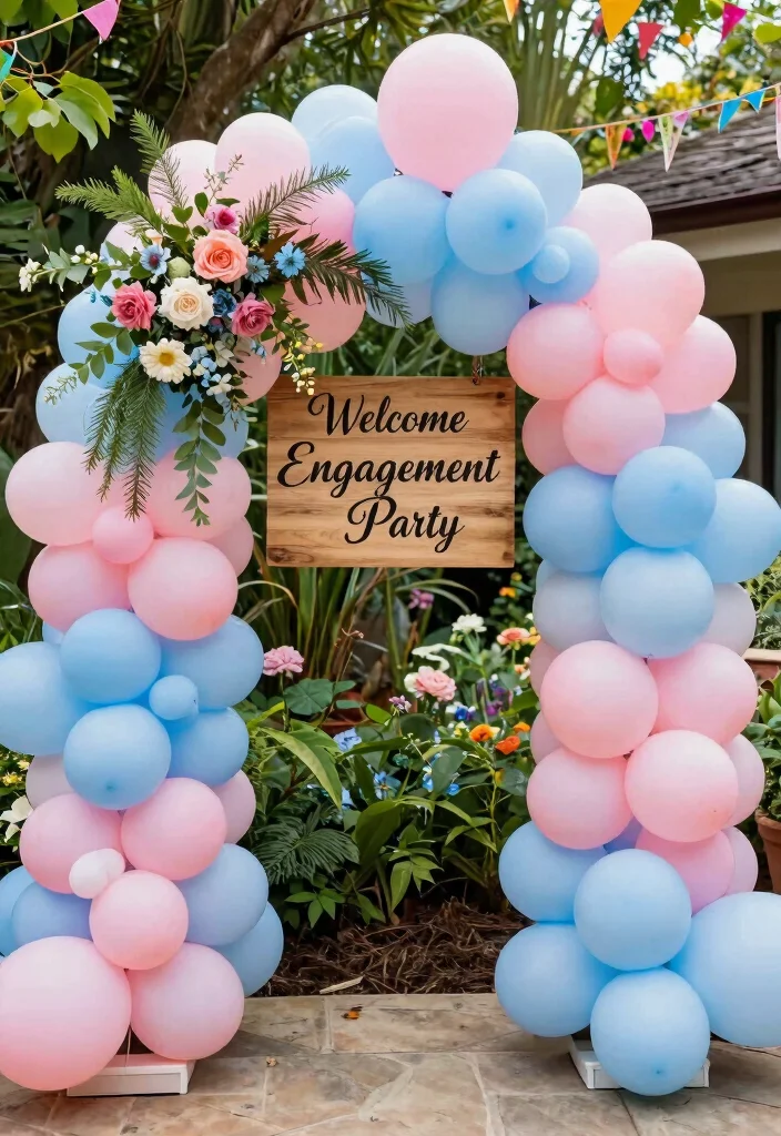 10 Engagement Party Welcome Sign Ideas That Feel Personal 5. Balloon Arch Sign 0