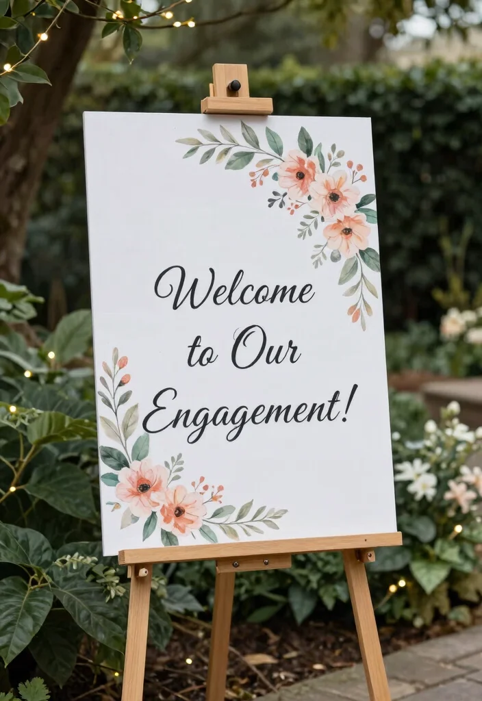10 Engagement Party Welcome Sign Ideas That Feel Personal 7. Personalized Easel Sign 0