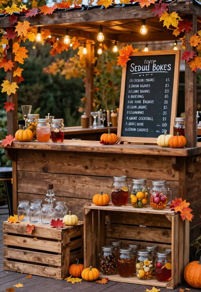 10 Fall Engagement Party Ideas with Cozy Seasonal Details 23 10 Fall Engagement Party Ideas with Cozy Seasonal Details 3. Seasonal Cocktail Bar 0