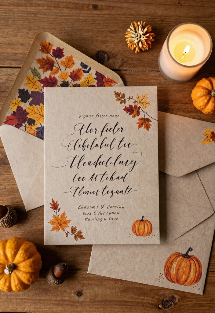 10 Fall Engagement Party Ideas with Cozy Seasonal Details 34 10 Fall Engagement Party Ideas with Cozy Seasonal Details 4. Autumn Inspired Invitations 0