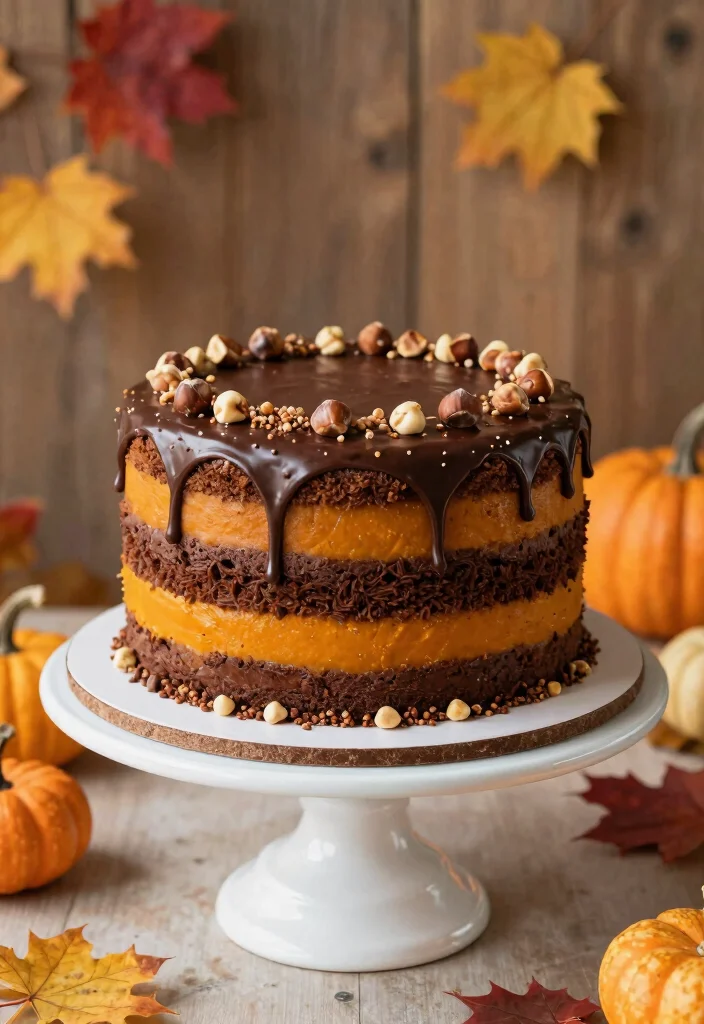 10 Fall Wedding Cake Ideas Perfect for Autumn Celebrations 10. Chocolate Hazelnut Pumpkin Cake 0