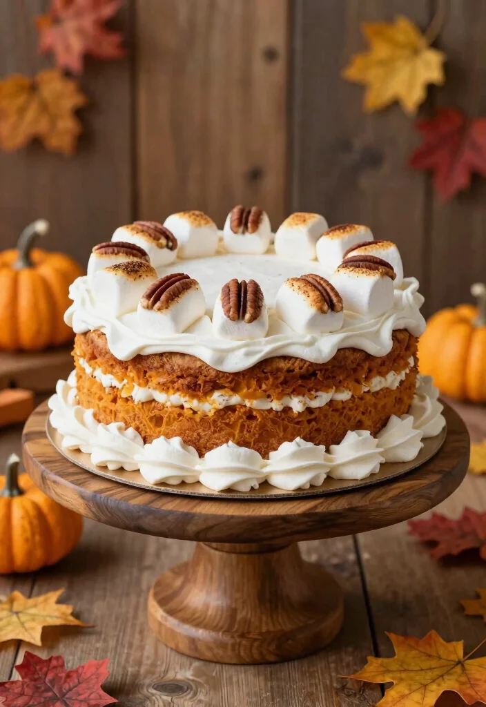 10 Fall Wedding Cake Ideas Perfect for Autumn Celebrations 9. Sweet Potato Cake with Marshmallow Frosting 0