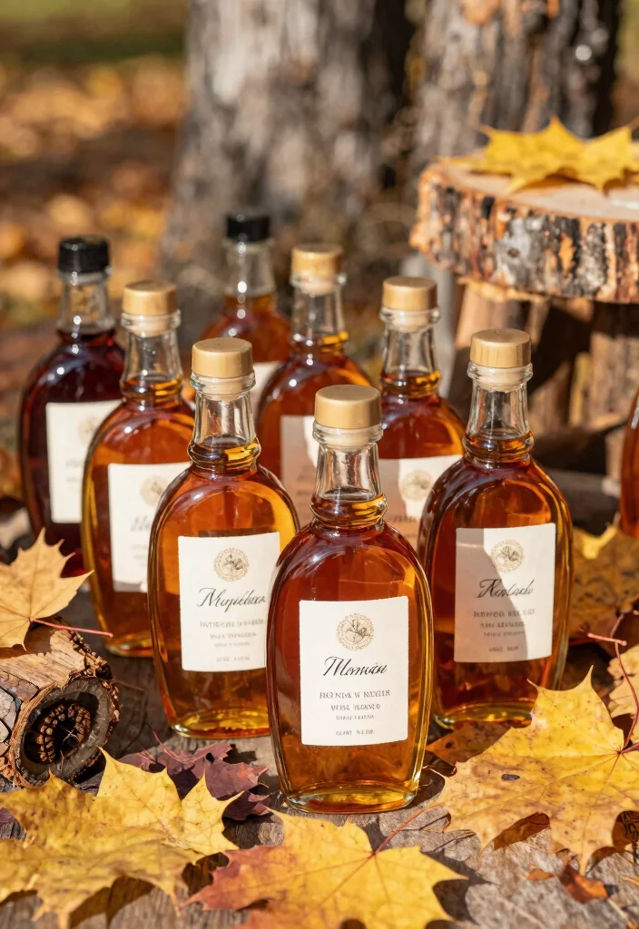 10 Fall Wedding Favor Ideas Perfect for Cozy Autumn Weddings 4. Personalized Maple Syrup 0