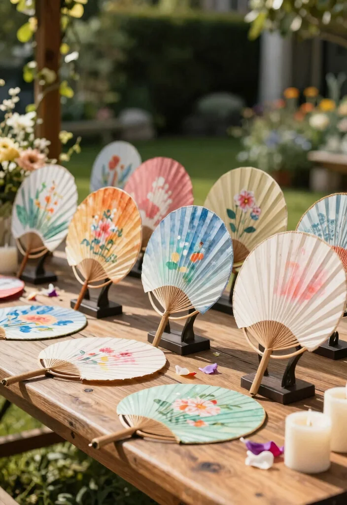 10 Fan Wedding Favor Ideas Perfect for Outdoor Summer Weddings 12 10 Fan Wedding Favor Ideas Perfect for Outdoor Summer Weddings 2. Hand Painted Paper Fans 0