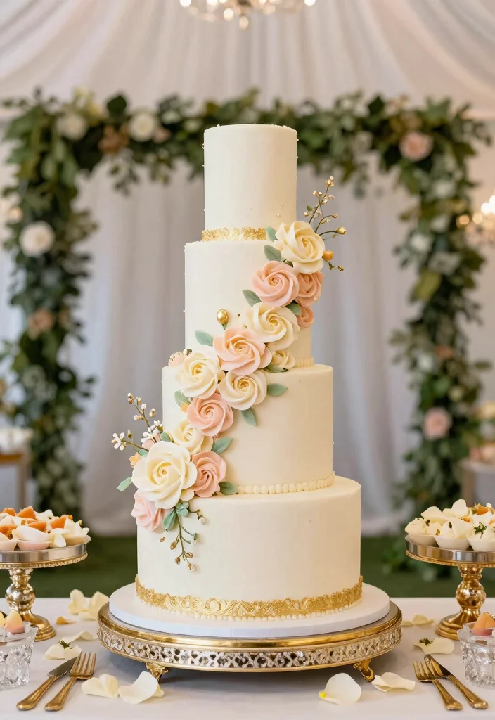 10 Golden Wedding Anniversary Cake Ideas for Elegant Celebrations 2. Classic Tiered Elegance 0