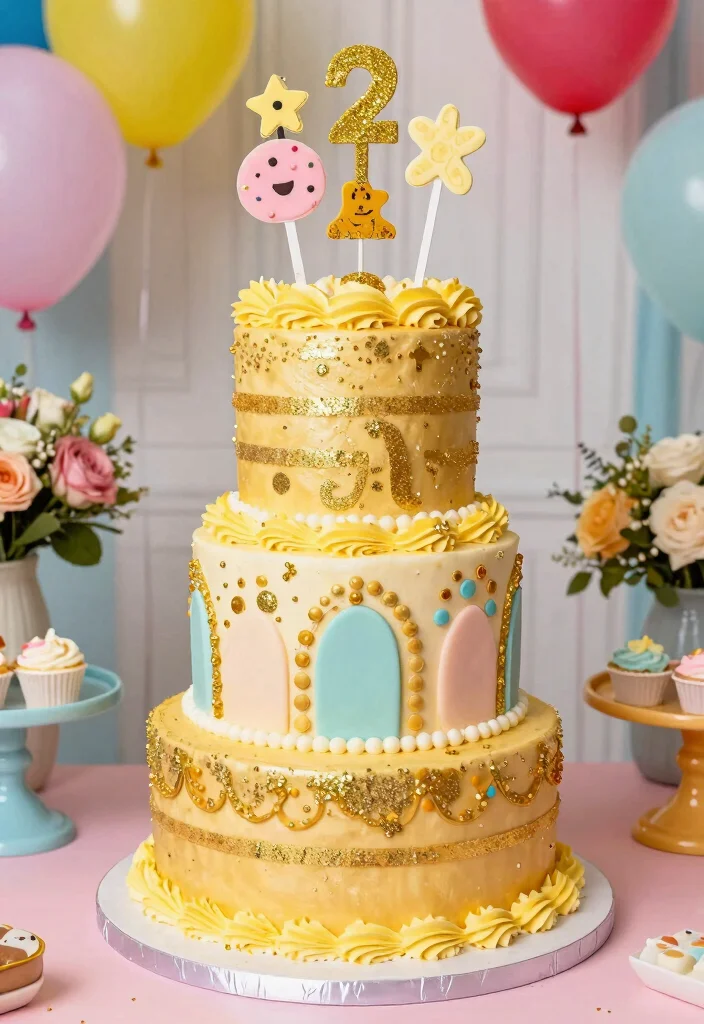 10 Golden Wedding Anniversary Cake Ideas for Elegant Celebrations 3. Whimsical Golden Buttercream 0