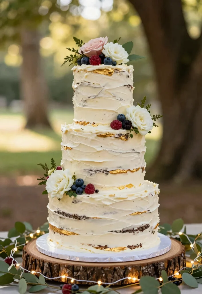 10 Golden Wedding Anniversary Cake Ideas for Elegant Celebrations 4. Rustic Charm with Gold Accents 0