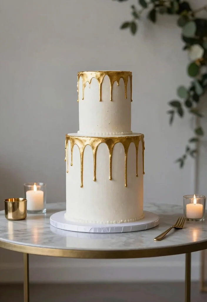 10 Golden Wedding Anniversary Cake Ideas for Elegant Celebrations 7. Metallic Elegance 0