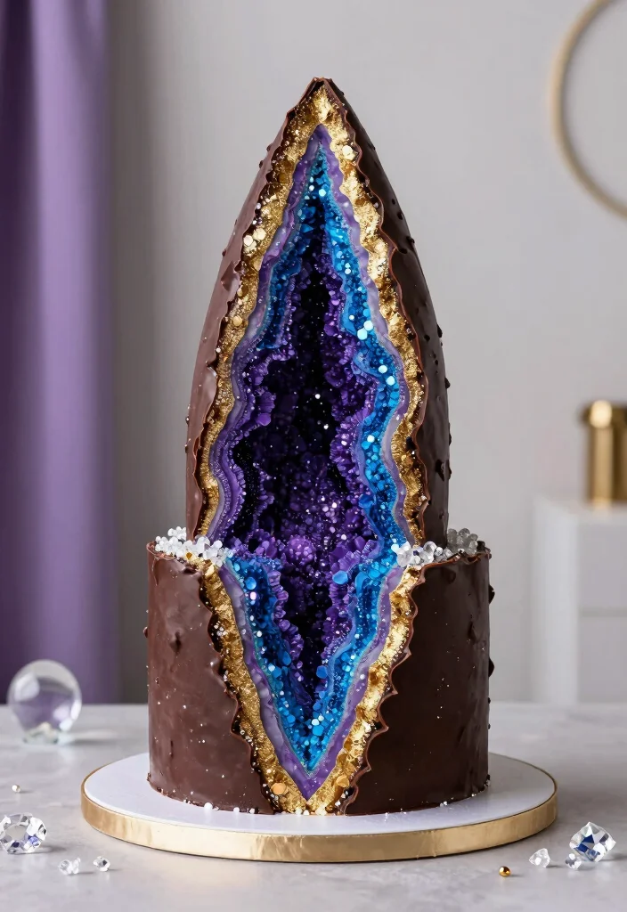 10 Golden Wedding Anniversary Cake Ideas for Elegant Celebrations 9. Creative Geodes 0