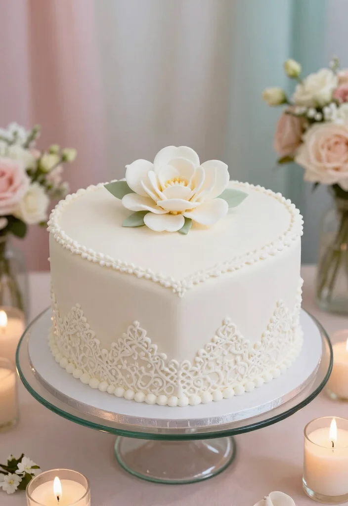 10 Heart Shaped Wedding Cake Ideas for Romantic Weddings 12 10 Heart Shaped Wedding Cake Ideas for Romantic Weddings 2. Elegant Fondant Heart Cake 0