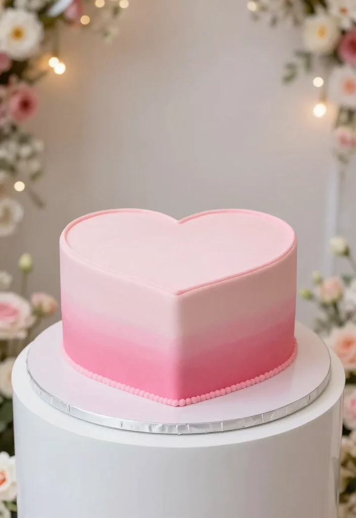 10 Heart Shaped Wedding Cake Ideas for Romantic Weddings 24 10 Heart Shaped Wedding Cake Ideas for Romantic Weddings 4. Ombre Heart Cake 0
