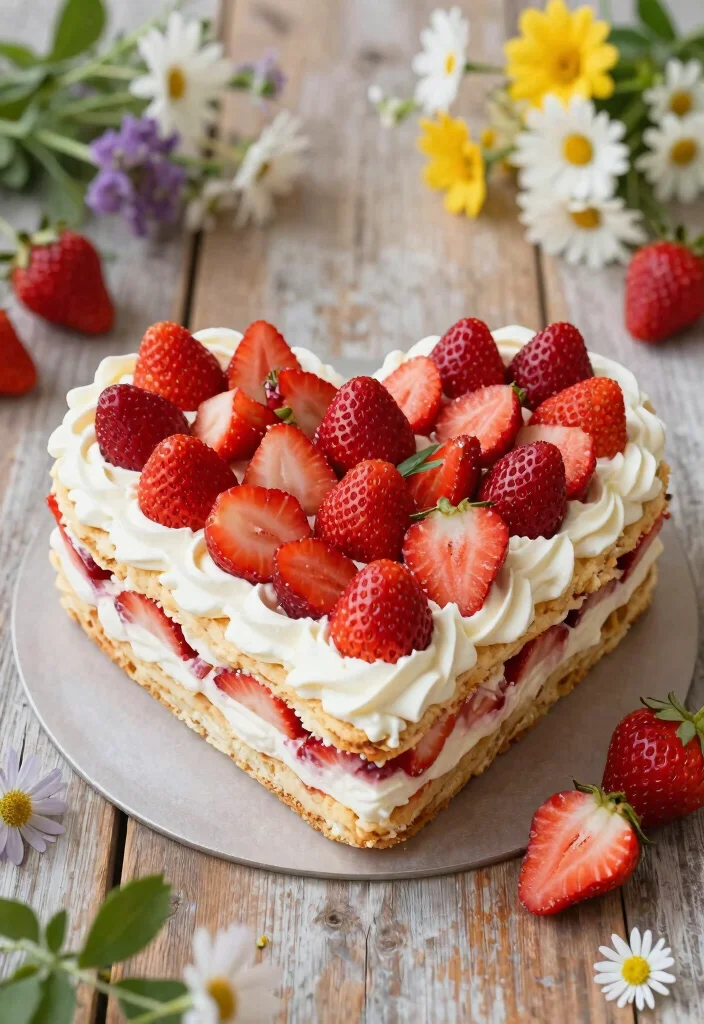 10 Heart Shaped Wedding Cake Ideas for Romantic Weddings 47 10 Heart Shaped Wedding Cake Ideas for Romantic Weddings 7. Strawberry Shortcake Heart Cake 0