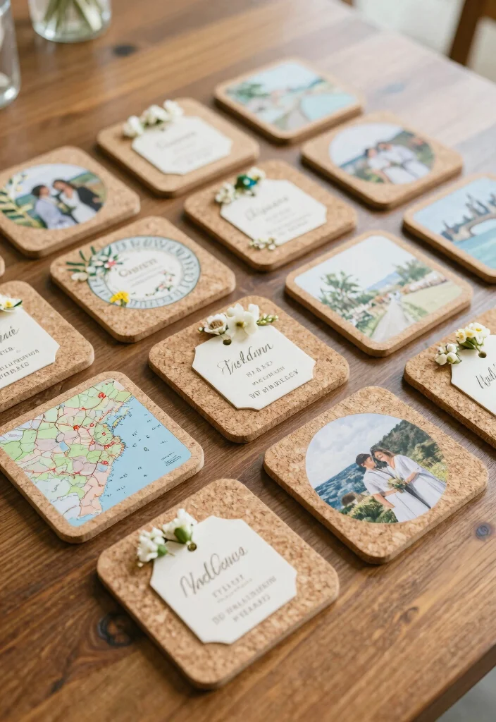 10 His and Hers Wedding Favor Ideas That Are Fun and Creative 13 10 His and Hers Wedding Favor Ideas That Are Fun and Creative 3. Personalized Coasters 0