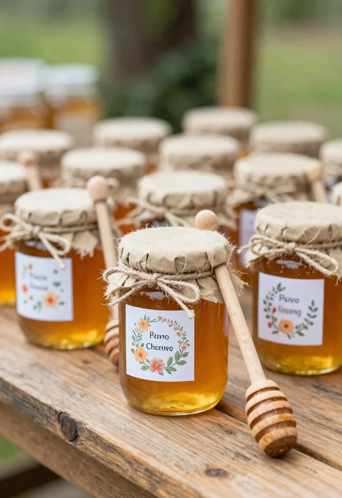 10 Honey Wedding Favor Ideas Perfect for Rustic Weddings 1. Personalized Honey Jars 0