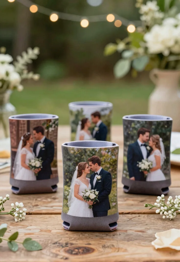 10 Koozie Wedding Favor Ideas Perfect for Relaxed Celebrations 1 10 Koozie Wedding Favor Ideas Perfect for Relaxed Celebrations 1. Personalized Photo Koozies 0