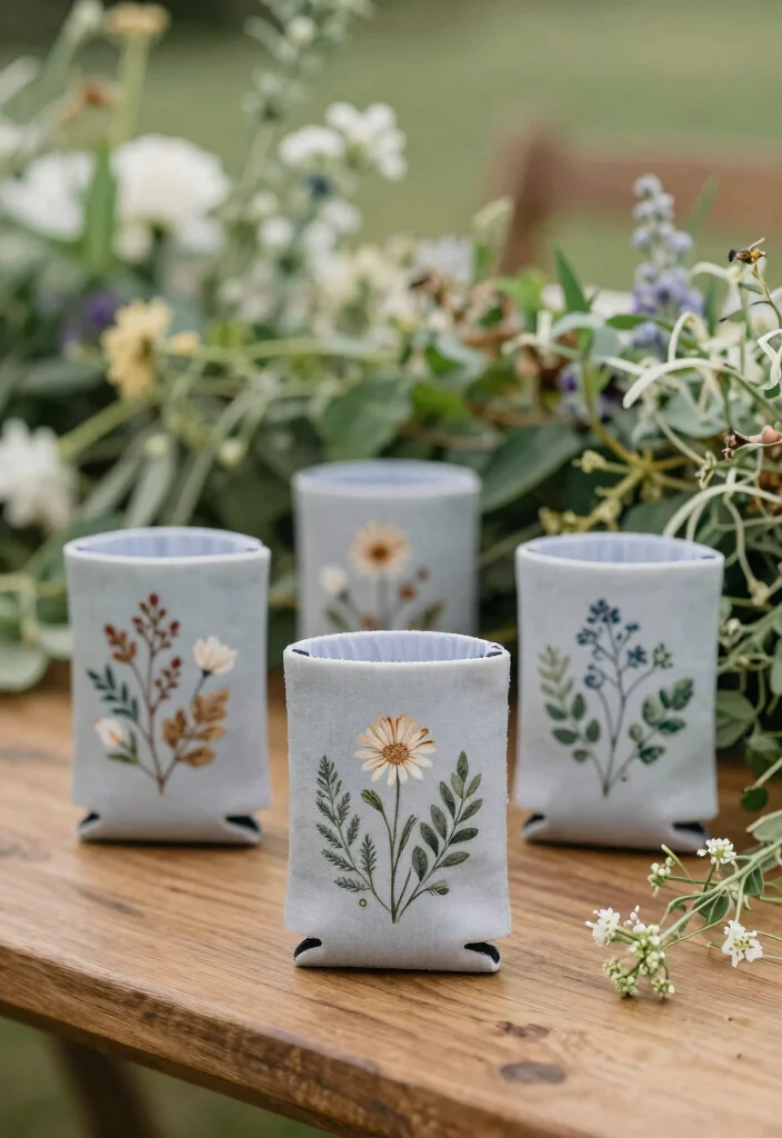 10 Koozie Wedding Favor Ideas Perfect for Relaxed Celebrations 15 10 Koozie Wedding Favor Ideas Perfect for Relaxed Celebrations 5. Nature Inspired Designs 0