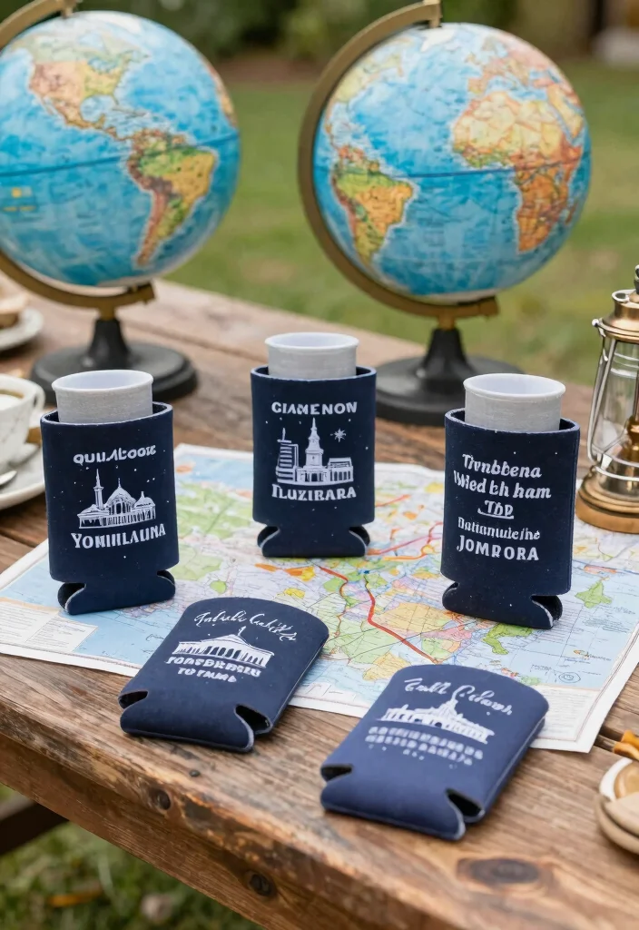 10 Koozie Wedding Favor Ideas Perfect for Relaxed Celebrations 37 10 Koozie Wedding Favor Ideas Perfect for Relaxed Celebrations 7. Travel Inspired Koozies 0
