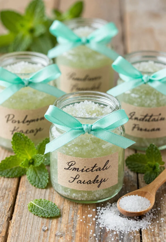 10 Mint to Be Wedding Favor Ideas That Are Cute and Affordable 1. Mint Infused Sugar Scrub Jars 0