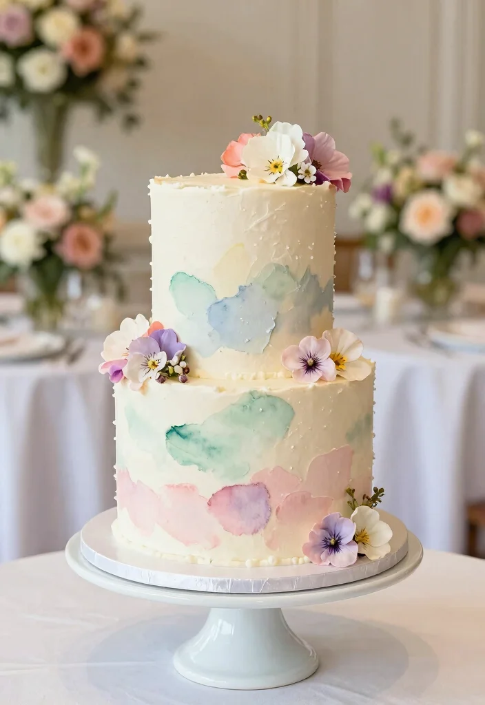 10 One Tier Wedding Cake Ideas for Minimalist Weddings 14 10 One Tier Wedding Cake Ideas for Minimalist Weddings 4. Whimsical Watercolor Cake 0