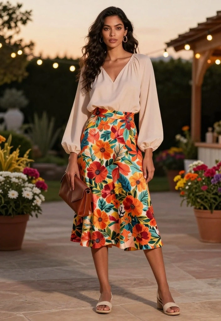 10 Outfit Ideas for Engagement Party Guests That Feel Appropriate 3. Elegant Skirt and Blouse Combo 0