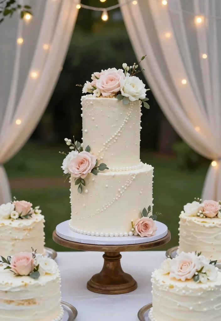 10 Pearl Wedding Cake Ideas That Feel Soft and Romantic 60 10 Pearl Wedding Cake Ideas That Feel Soft and Romantic 10. Sweetheart Cake with Pearls 0