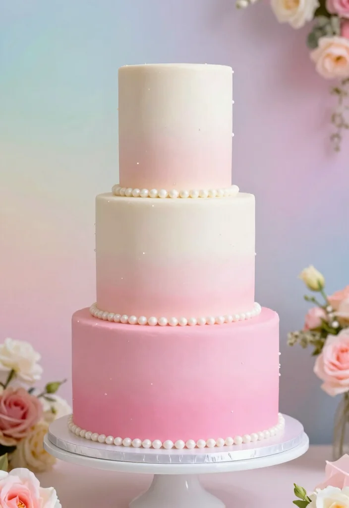 10 Pearl Wedding Cake Ideas That Feel Soft and Romantic 37 10 Pearl Wedding Cake Ideas That Feel Soft and Romantic 7. Ombre Effects with Pearls 0