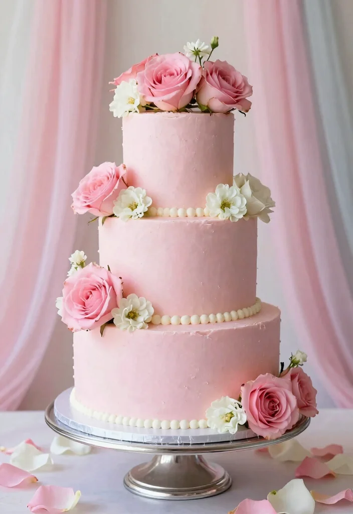 10 Pink Wedding Cake Ideas with Soft Romantic Details 1 10 Pink Wedding Cake Ideas with Soft Romantic Details 1. Classic Rose Pink Beauty 0