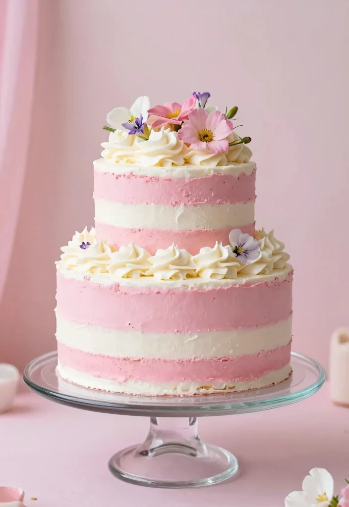 10 Pink Wedding Cake Ideas with Soft Romantic Details 60 10 Pink Wedding Cake Ideas with Soft Romantic Details 10. Sweet Layered Bliss 0