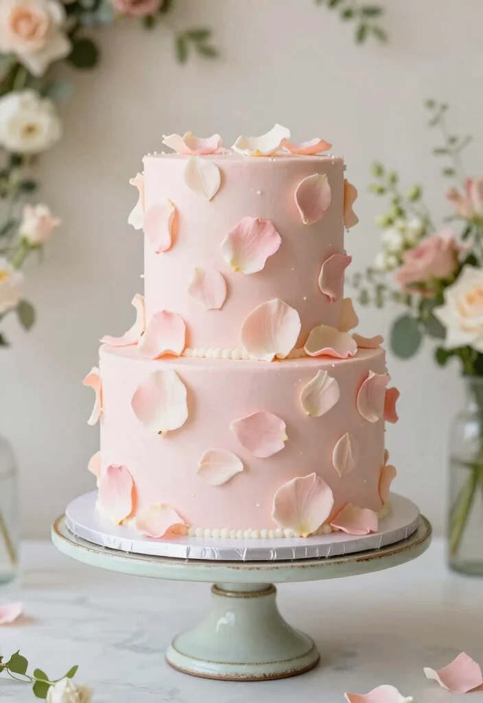 10 Pink Wedding Cake Ideas with Soft Romantic Details 25 10 Pink Wedding Cake Ideas with Soft Romantic Details 5. Pastel Petal Perfection 0