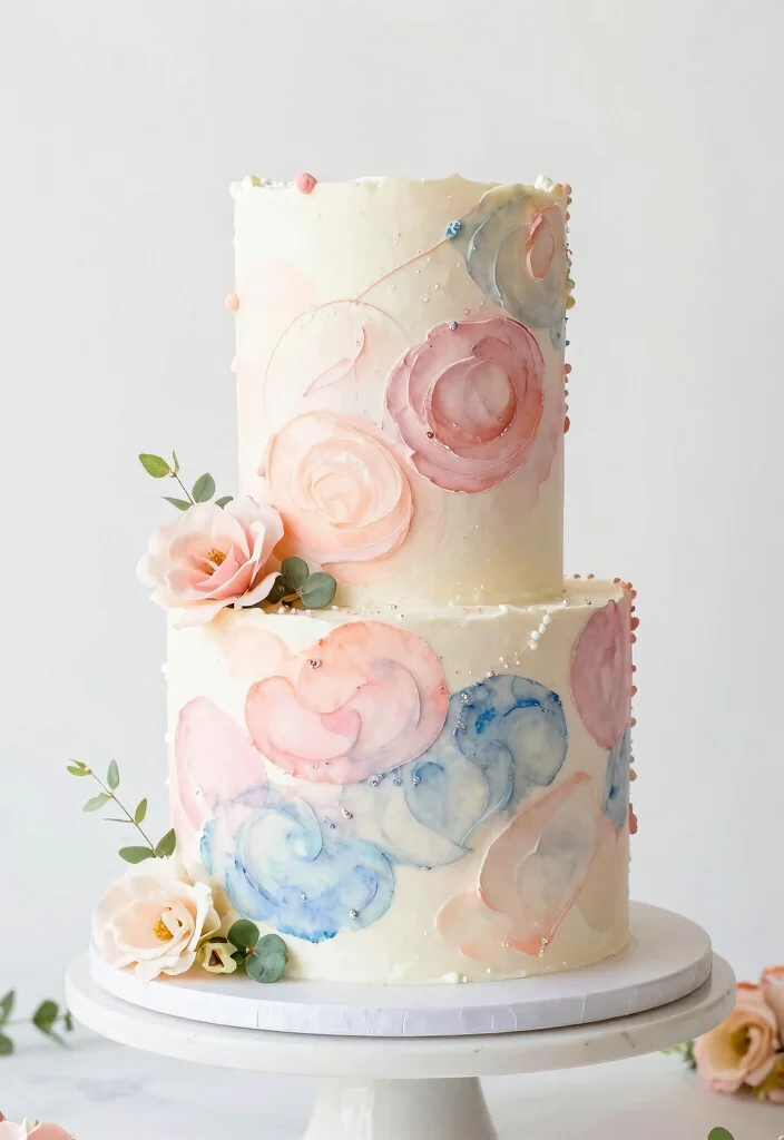 10 Pink Wedding Cake Ideas with Soft Romantic Details 37 10 Pink Wedding Cake Ideas with Soft Romantic Details 7. Artistic Watercolor Design 0