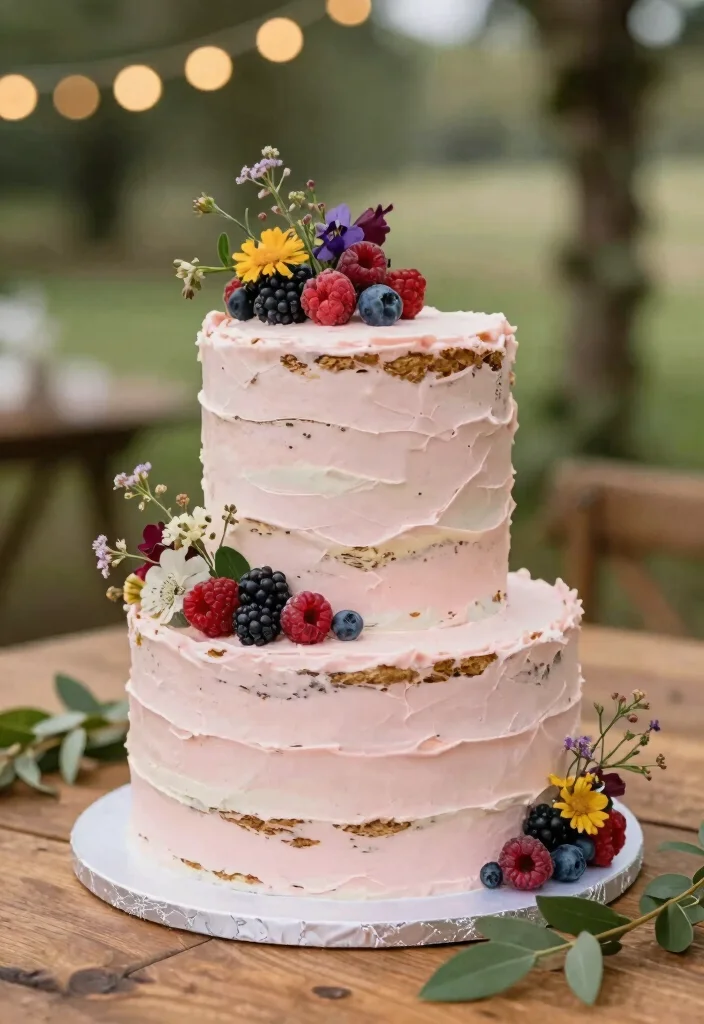 10 Pink Wedding Cake Ideas with Soft Romantic Details 48 10 Pink Wedding Cake Ideas with Soft Romantic Details 8. Charming Rustic Buttercream 0