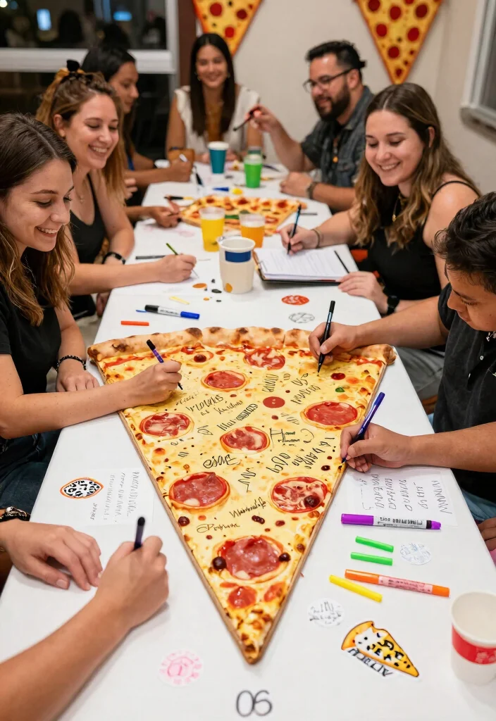 10 Pizza Engagement Party Ideas for Fun Casual Celebrations 10. Pizza Themed Guestbook 0