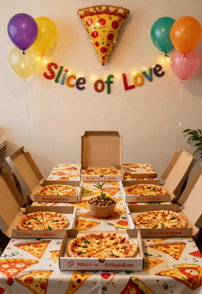 10 Pizza Engagement Party Ideas for Fun Casual Celebrations 2. Pizza Themed Decor 0