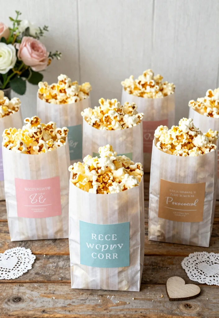 10 Popcorn Wedding Favor Ideas for Fun Casual Weddings 1. Classic Butter Popcorn in Charming Bags 0