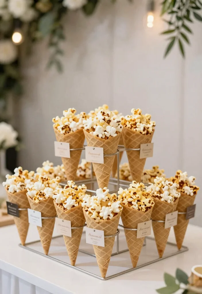 10 Popcorn Wedding Favor Ideas for Fun Casual Weddings 9. Popcorn Cones for a Modern Touch 0