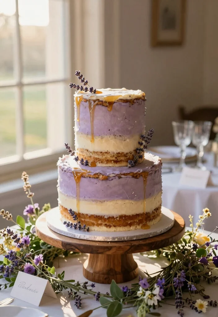 10 Royal Wedding Cake Ideas Inspired by Classic Elegance 35 10 Royal Wedding Cake Ideas Inspired by Classic Elegance 5. Lavender Honey Wedding Cake 0