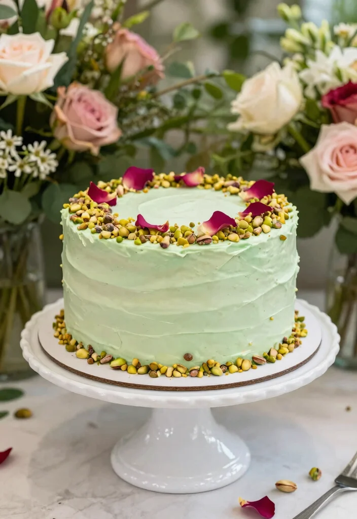 10 Royal Wedding Cake Ideas Inspired by Classic Elegance 38 10 Royal Wedding Cake Ideas Inspired by Classic Elegance 8. Elegant Pistachio and Rose Water Cake 0